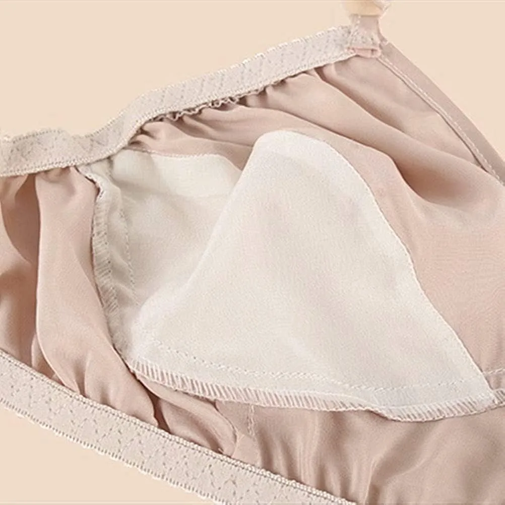 Womens Pure Silk Bra Soft Smooth Triangle Bra Wirefree Unpadded Satin Mulberry Silk Bralette Tops