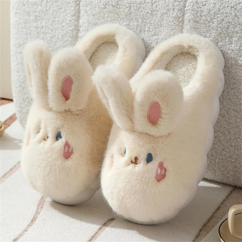 Women's Rabbit Plush Slippers - Warm, Comfortable, Anti-Slip, Thick Sole, Soft Cotton, Perfect for Winter