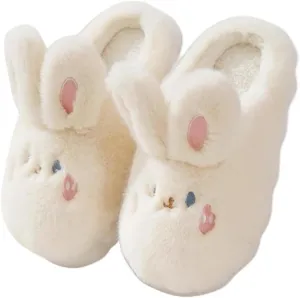 Women's Rabbit Plush Slippers - Warm, Comfortable, Anti-Slip, Thick Sole, Soft Cotton, Perfect for Winter