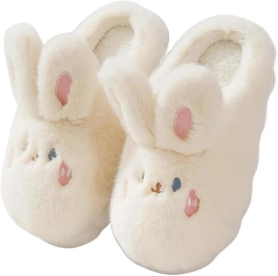 Women's Rabbit Plush Slippers - Warm, Comfortable, Anti-Slip, Thick Sole, Soft Cotton, Perfect for Winter