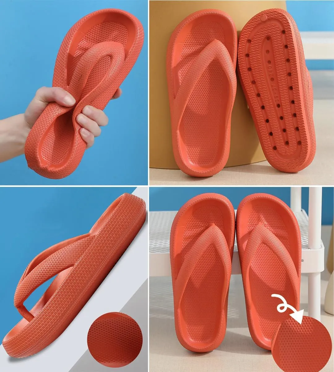 Women's Recovery Flip Flops Sandals Pillow Soft Slide Cushion Beach Flat Thong Sandals Bath Spa Walking Slipper Shoes Unisex