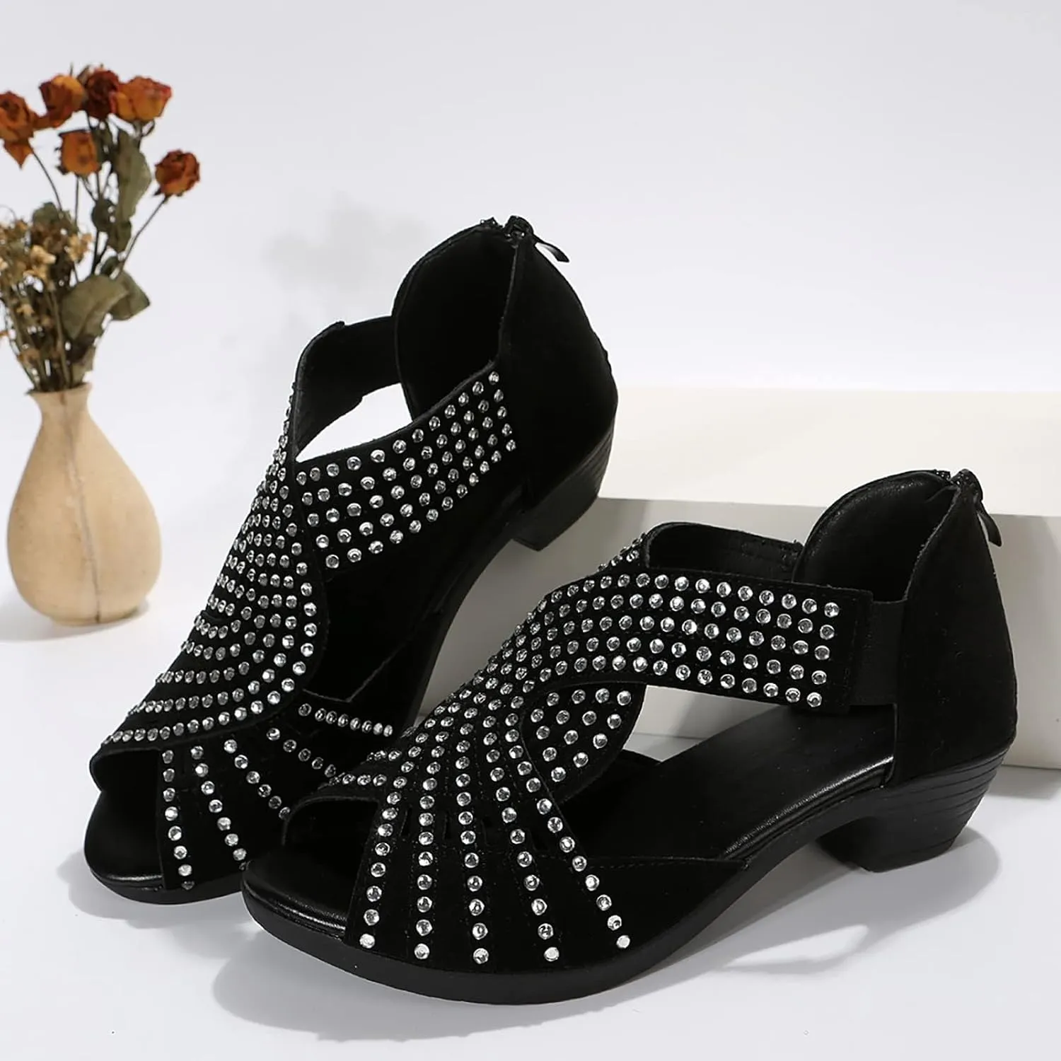 Womens Sandals Bachata Performance Dance Shoes Summer Sparkly Bling Bohemian Sandal Beach Sandals Orthopedic Sandal