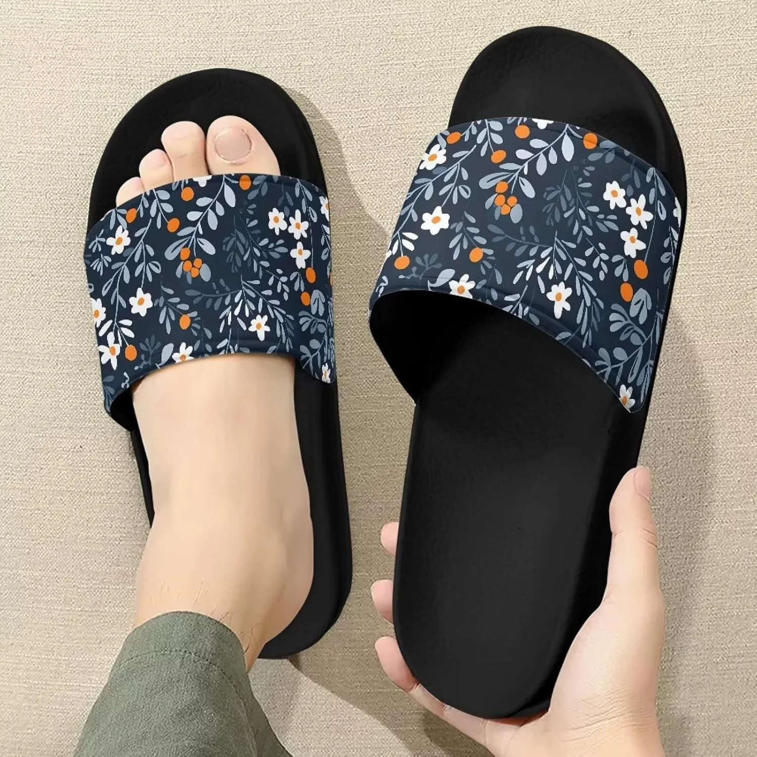 Womens Sandals Water-Resistant Slides Light Soft EVA Rocking Slippers Summer Slide Slippers for Women Indoor Slippers