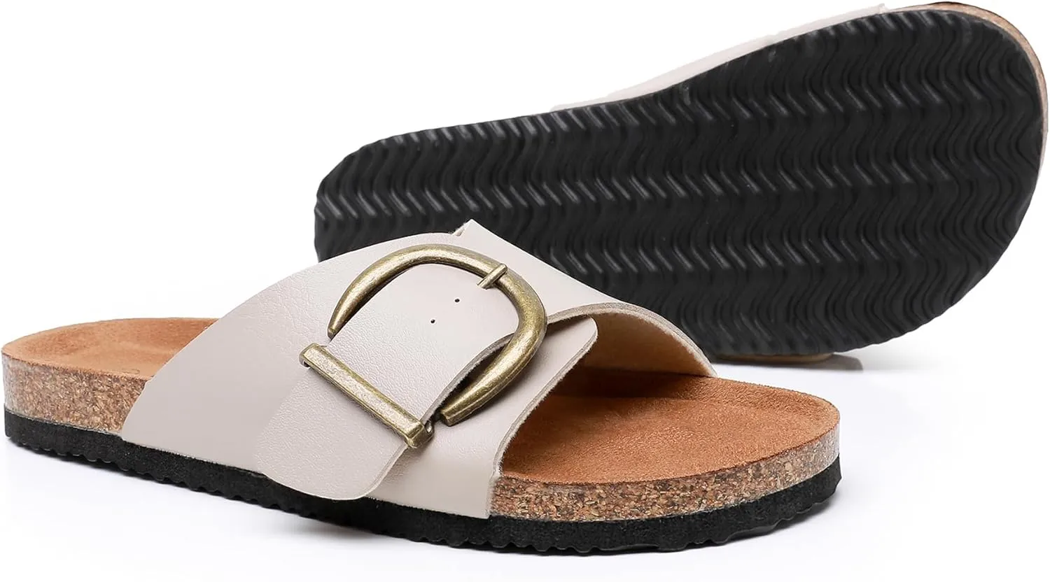 Women's Sandals with Comfort Cork Footbed Summer Outdoor Slide Sandals