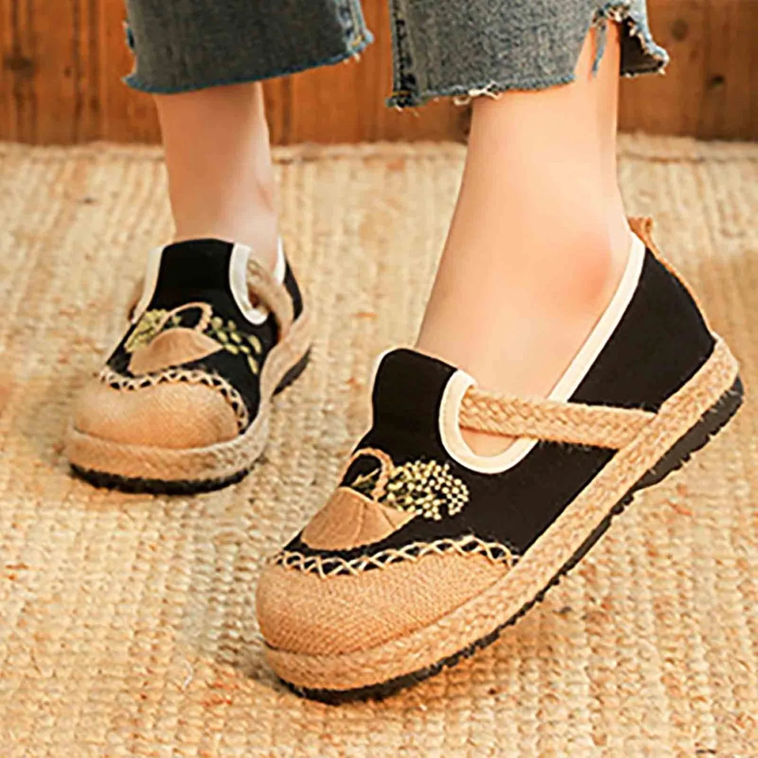 Women's Slip On Mules Comfortable Flat Lightweight Round Toe Casual Travel Shoes Walking Loafers