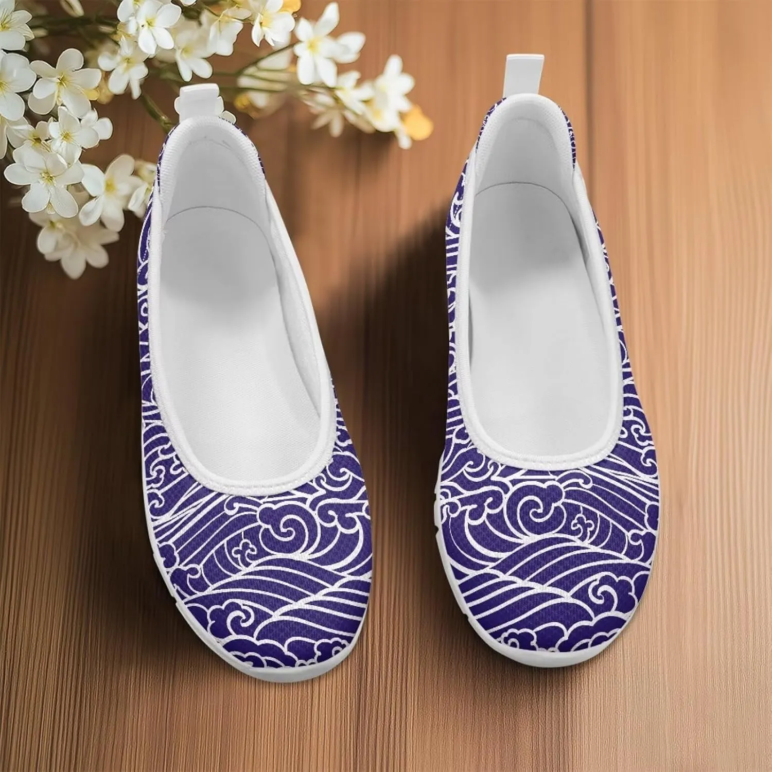 Women's Slip On Sneakers, Everyday Mesh Shoes, Non Slip Sole & Breathable Mesh, Lightweight & All-Day Comfort White Sole