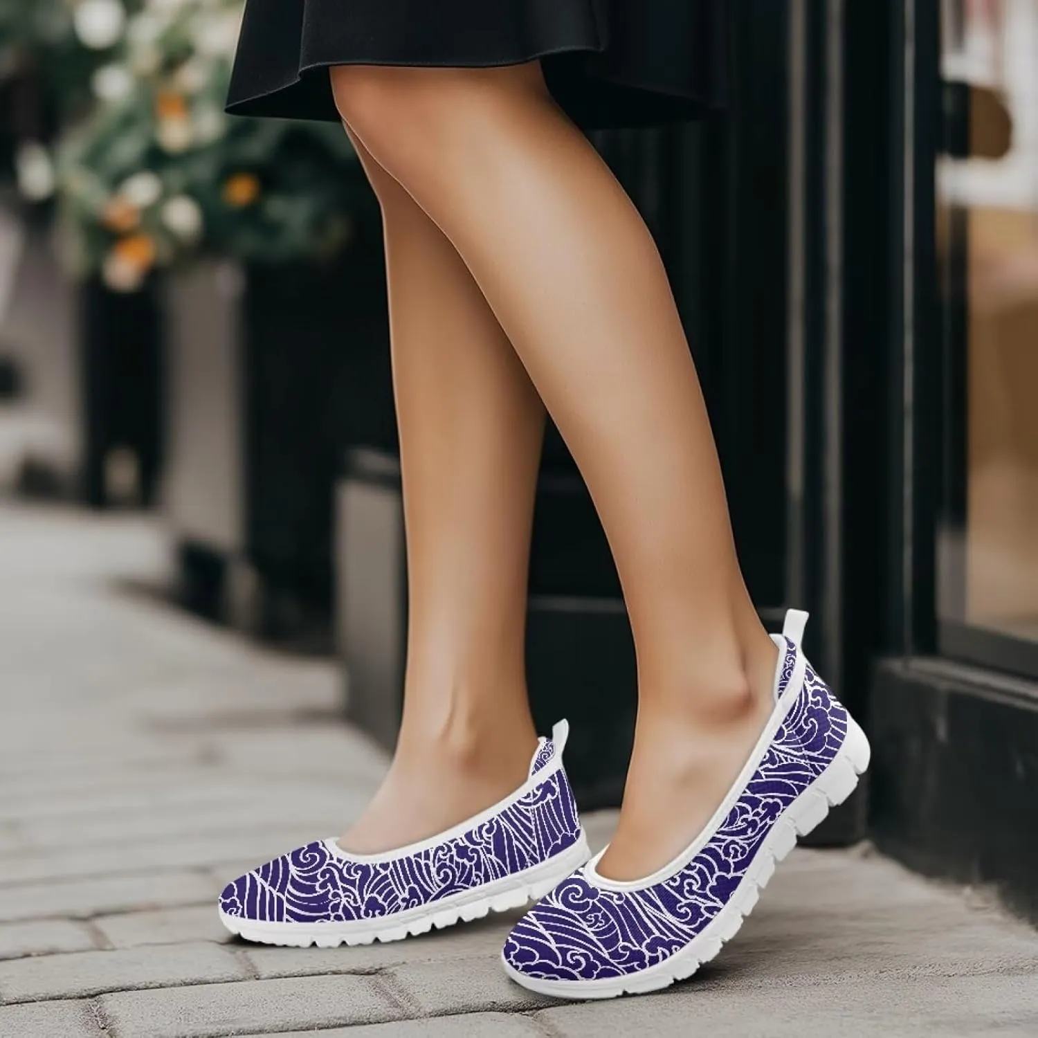 Women's Slip On Sneakers, Everyday Mesh Shoes, Non Slip Sole & Breathable Mesh, Lightweight & All-Day Comfort White Sole