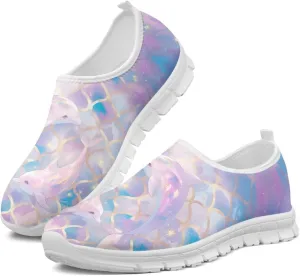 Womens Slip On Walking Shoes Non Slip Fashion Sneakers Breathable Workout Shoes Lightweight Gym Loafers White Sole