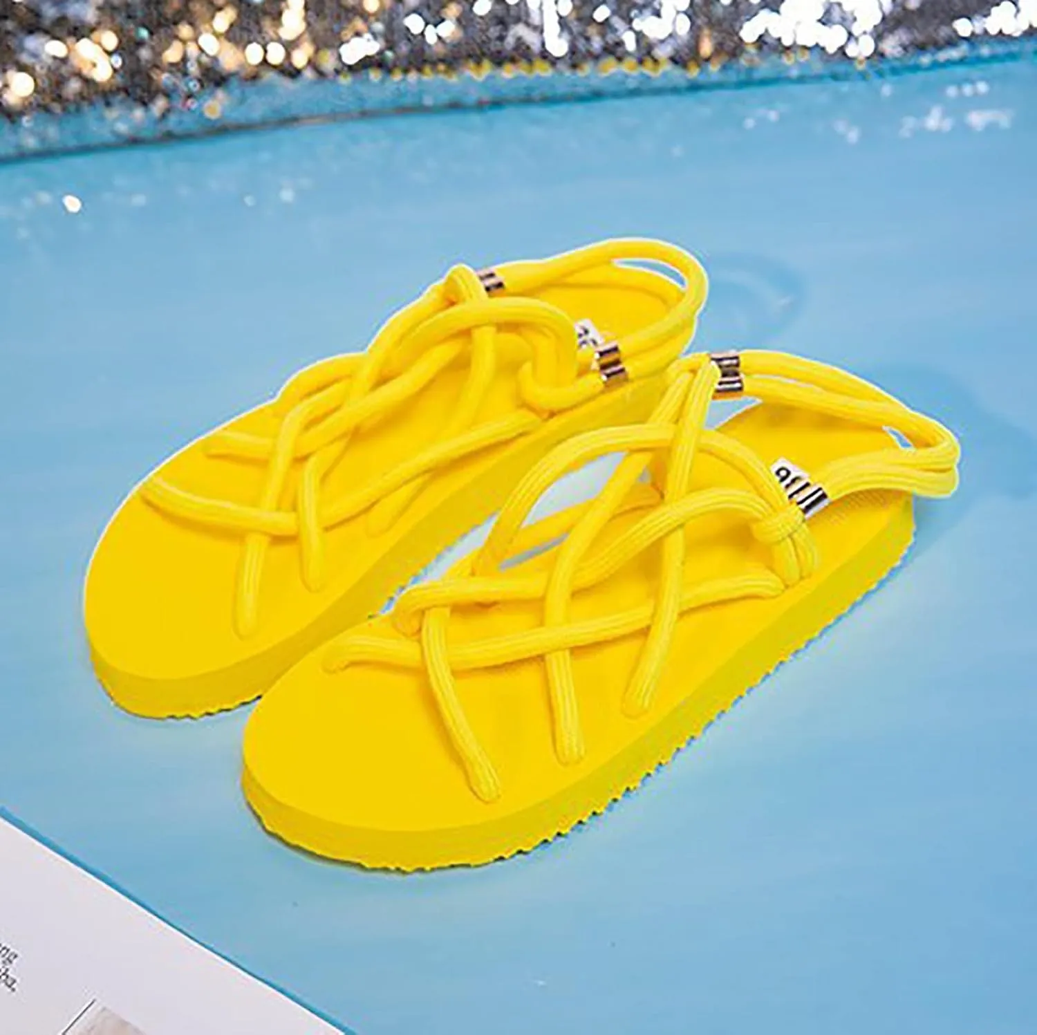 Women’s Stylish Criss Cross Hollow Out Flat Sandals with Slingback Casual Lightweight Sandal Summer Sport Footwear