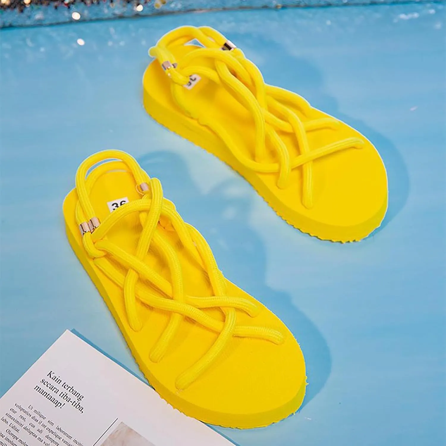 Women’s Stylish Criss Cross Hollow Out Flat Sandals with Slingback Casual Lightweight Sandal Summer Sport Footwear