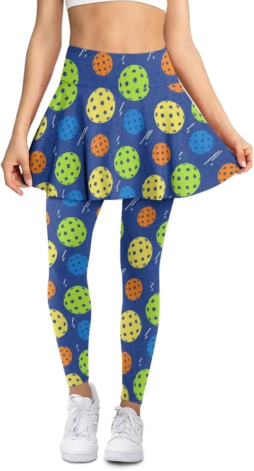 Women's Tennis Leggings with Skirts and Pockets - Soft, Comfortable Athletic Skirt with Leggings