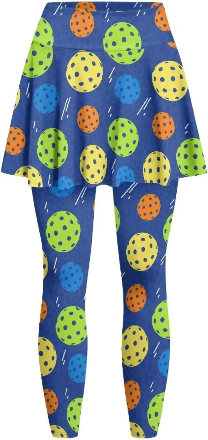 Women's Tennis Leggings with Skirts and Pockets - Soft, Comfortable Athletic Skirt with Leggings