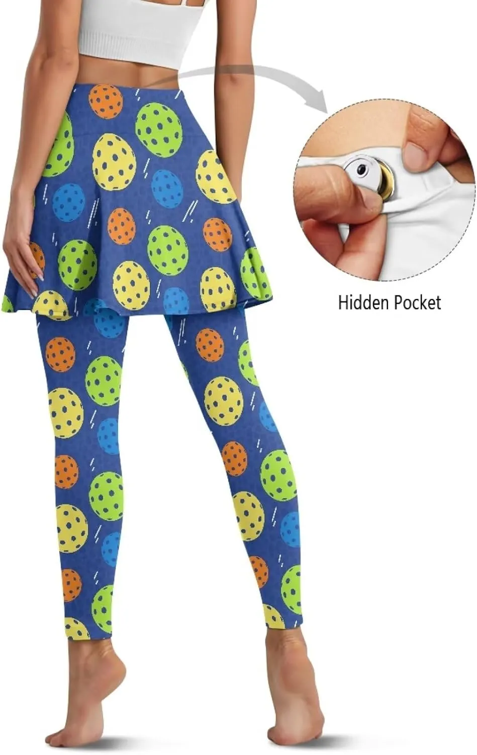 Women's Tennis Leggings with Skirts and Pockets - Soft, Comfortable Athletic Skirt with Leggings