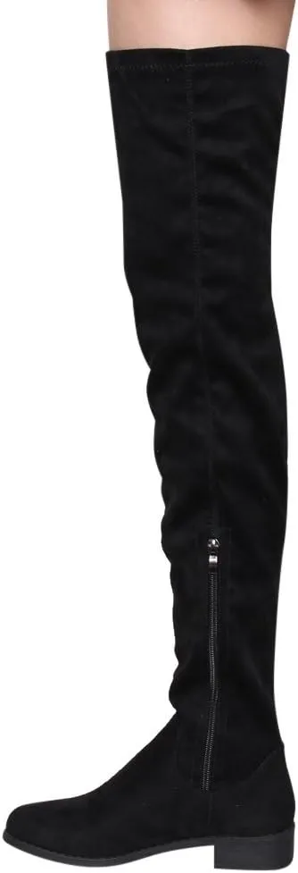 Women's Thigh High Flat Boots Stretchy Pull on Casual Boots by (TM)