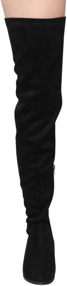 Women's Thigh High Flat Boots Stretchy Pull on Casual Boots by (TM)