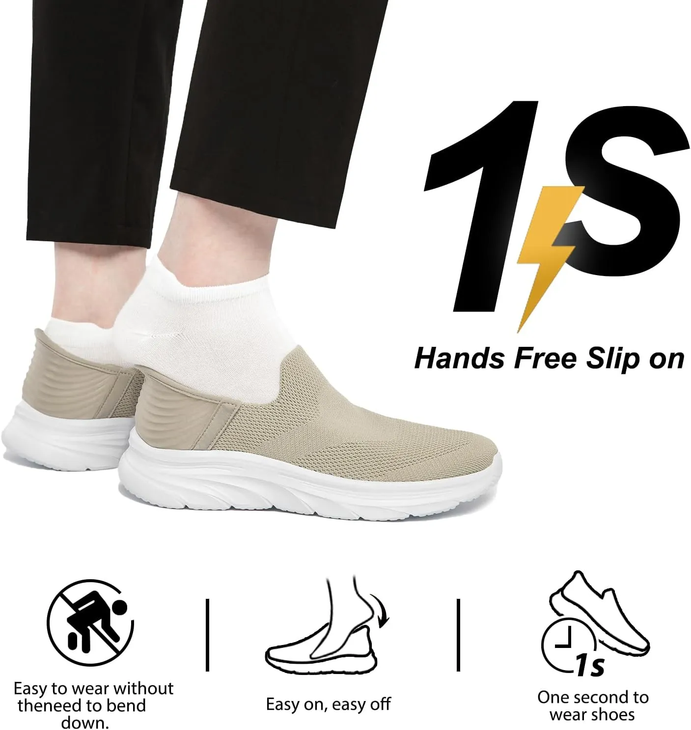 Women's Walking Shoes Hands Free Slip On Sneakers Comfort Lightweight Non Slip Workout Gym Nurse Shoes