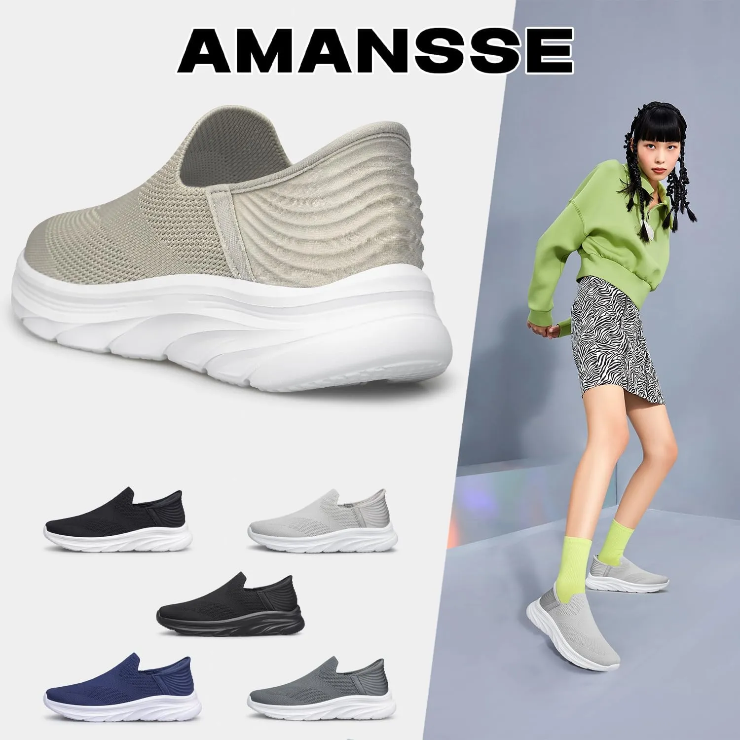Women's Walking Shoes Hands Free Slip On Sneakers Comfort Lightweight Non Slip Workout Gym Nurse Shoes