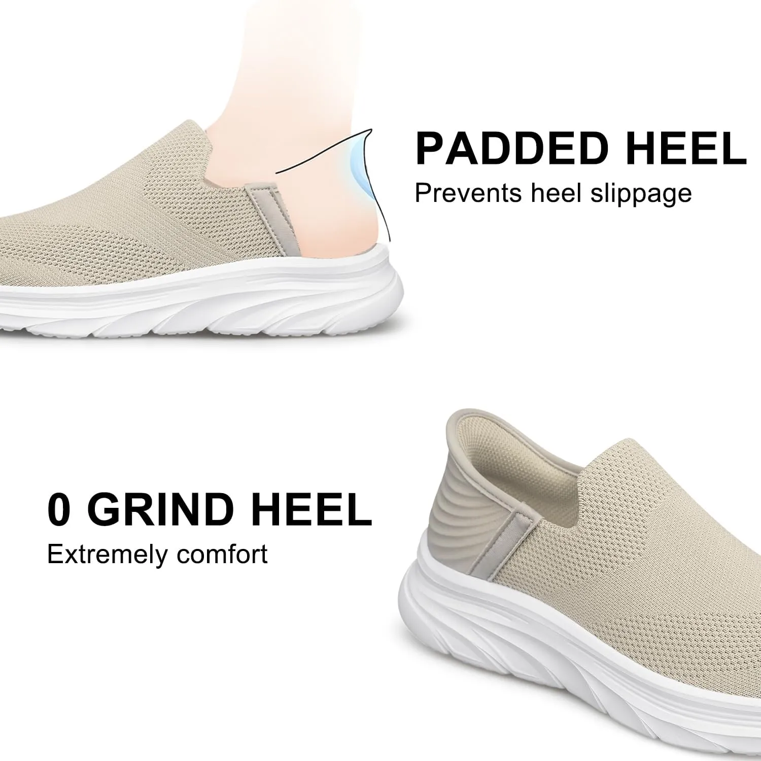 Women's Walking Shoes Hands Free Slip On Sneakers Comfort Lightweight Non Slip Workout Gym Nurse Shoes