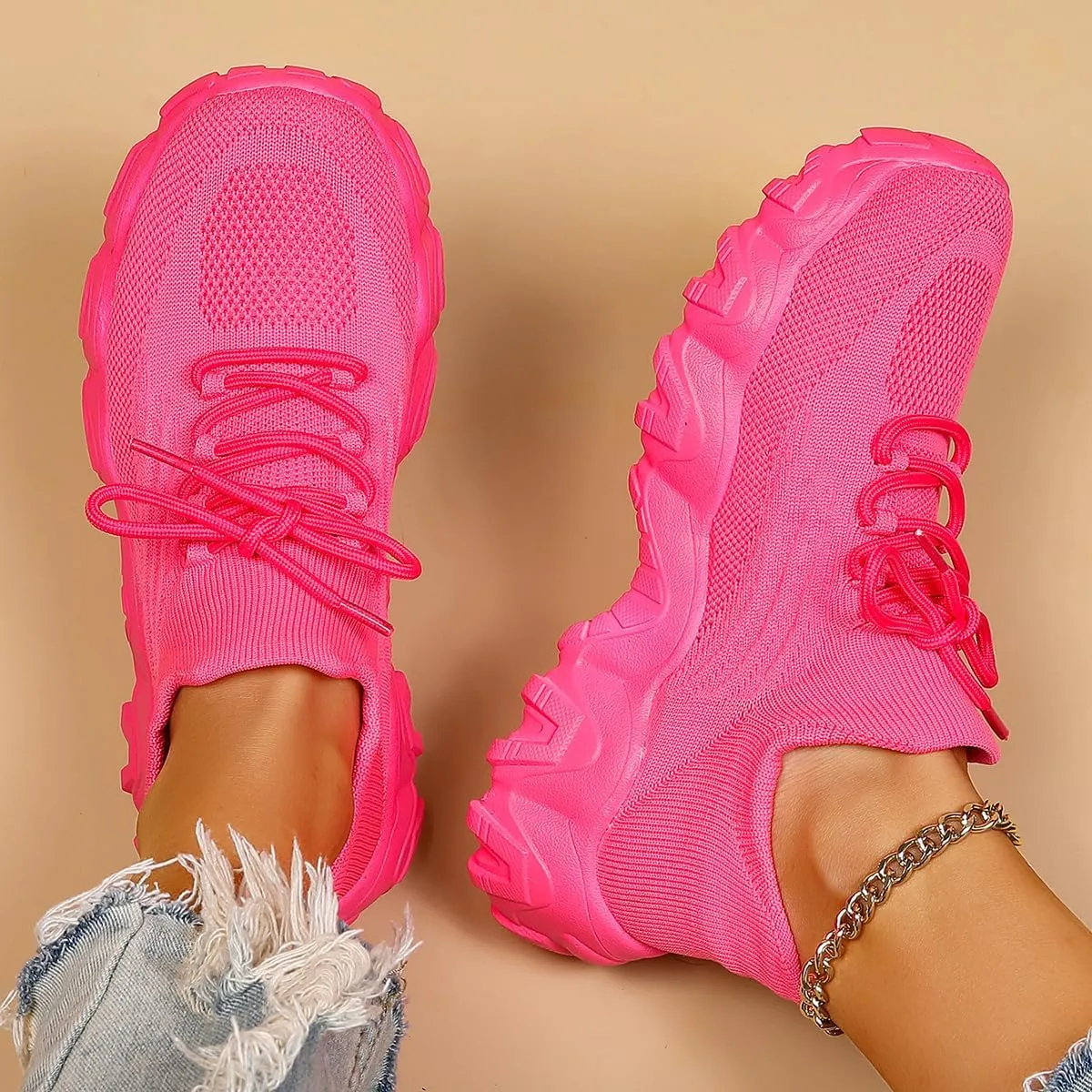 Women's Walking Shoes Slip-On Running Shoes- MD Sole Lightweight Sneakers for Women, Breathable Arch Support Running Gym Shoes