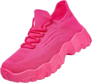 Women's Walking Shoes Slip-On Running Shoes- MD Sole Lightweight Sneakers for Women, Breathable Arch Support Running Gym Shoes