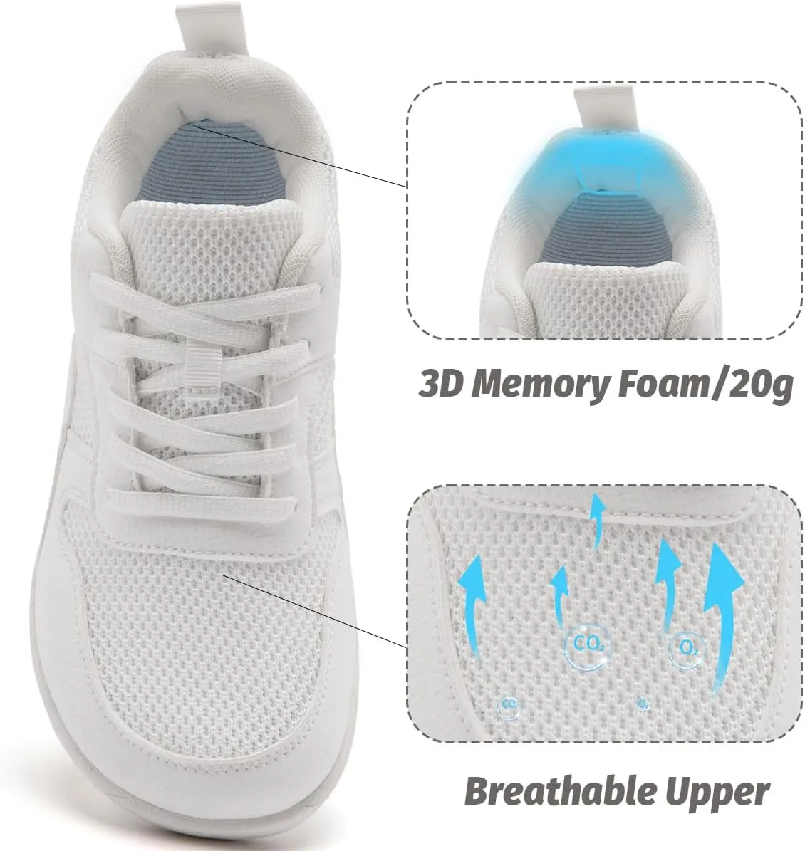 Women's Wide Toe Box Barefoot Sneakers Walking Slip On Shoes Zero Drop Running Sneakers Breathable Non Slip Casual Jogging Shoes