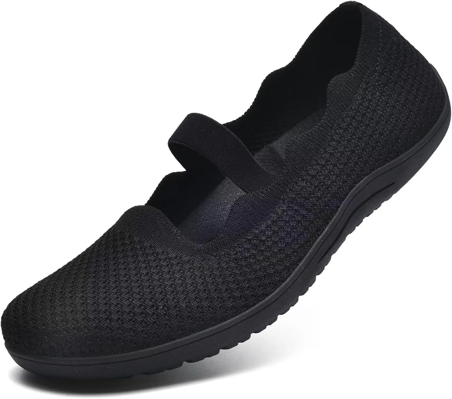 Women's Wide Toe Box Flats Knit Mary Jane Ballet Flats Wide Width Walking Dressy Shoes with Arch Support Comfortable