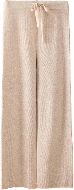 Women's Wool Wide Leg Knitted Trousers Casual Lace Up Drawstring Soft Warm Pants