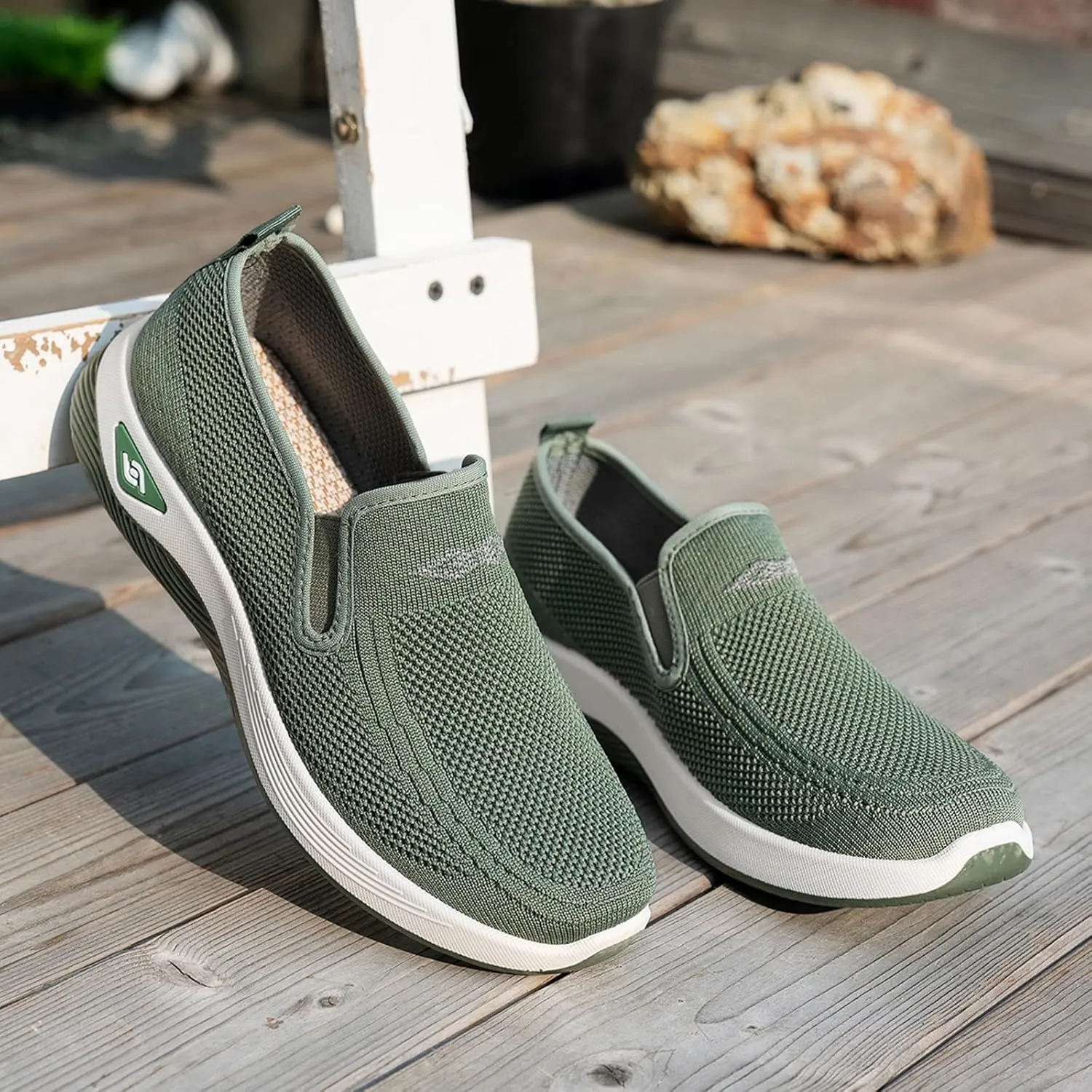 Women's Woven Orthopedic Breathable Soft Shoes Go Walk Slip on Shoes Diabetic Foam Shoes Hands Free Slip on Sneakers with Arch Support for Women