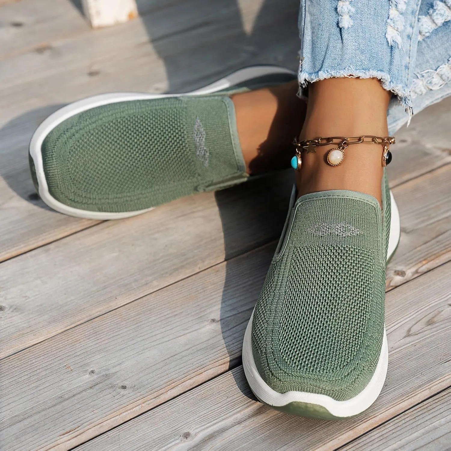 Women's Woven Orthopedic Breathable Soft Shoes Go Walk Slip on Shoes Diabetic Foam Shoes Hands Free Slip on Sneakers with Arch Support for Women