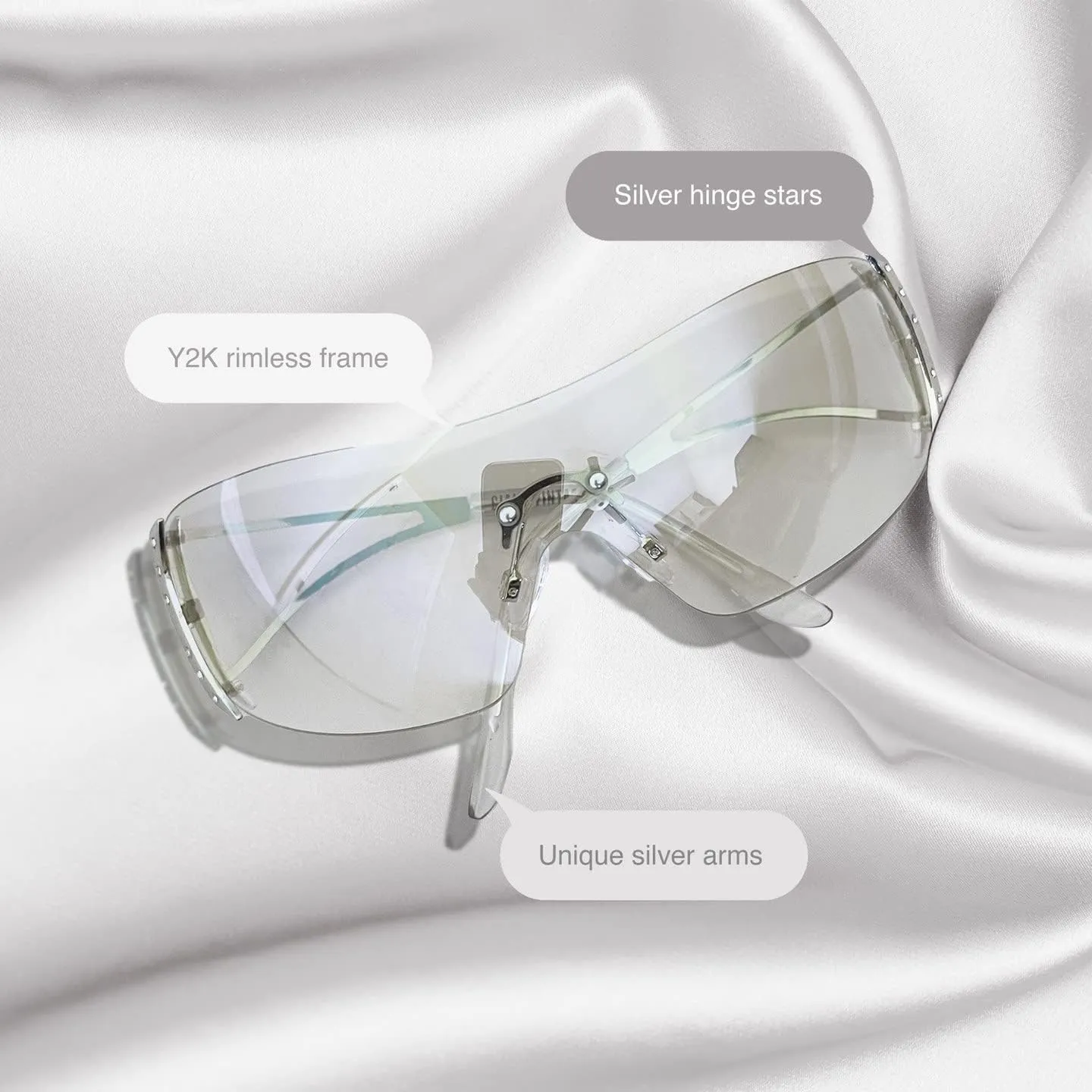 Wrap Around Y2K Sunglasses for Women Men Shield Flat Top Sunglasses Futuristic Frameless Gradient Lens Sun Glasses