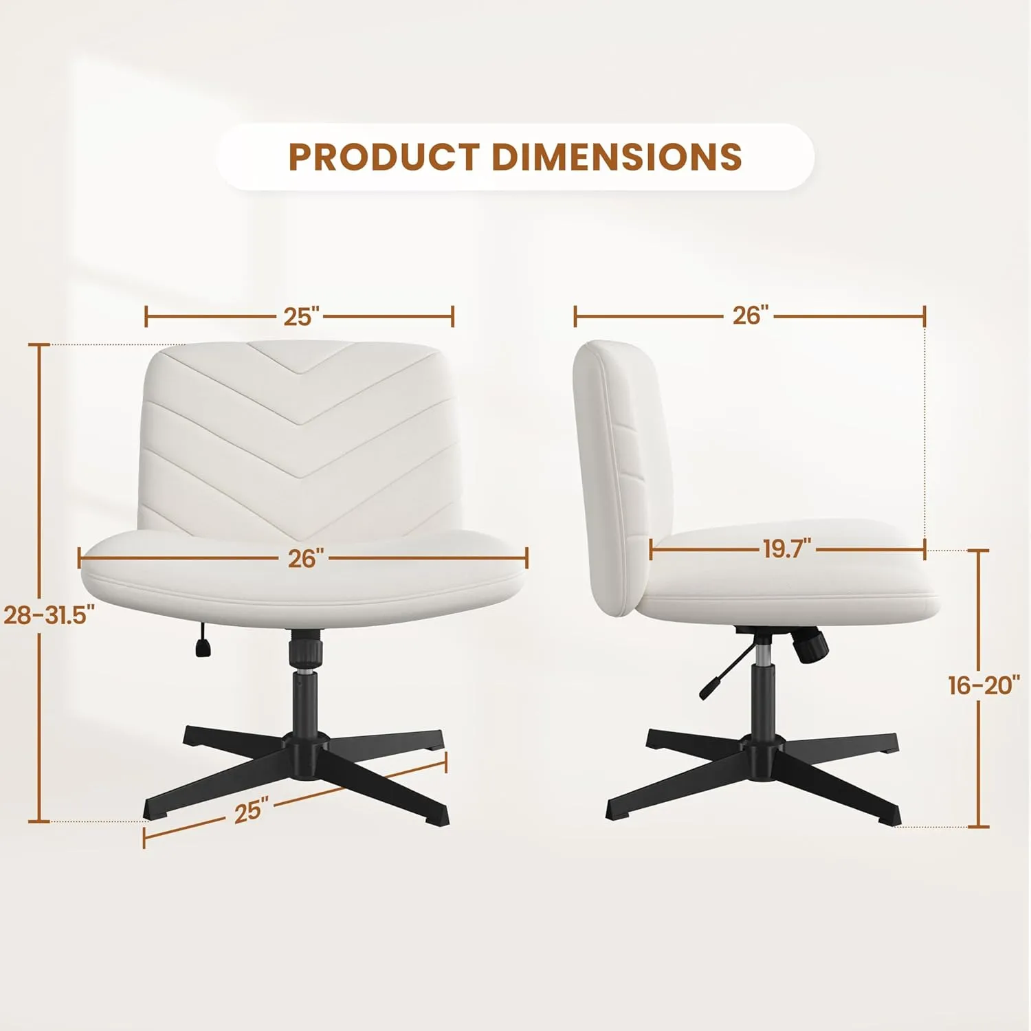 Yaheetech Wide Criss Cross Chair with No Wheels,Comfy Armless Cross Legged Office Desk Chairs, Swivel Vanity Chair Computer Chairs for Home Office, Beige