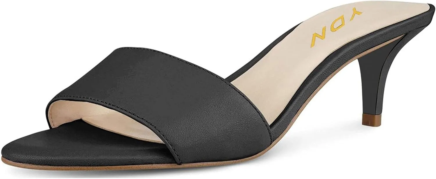 YDN Women Comfy Kitten Low Heel Mules Slip on Clog Sandals Open Toe Dress Pumps Slide Shoes Size 4-15 US