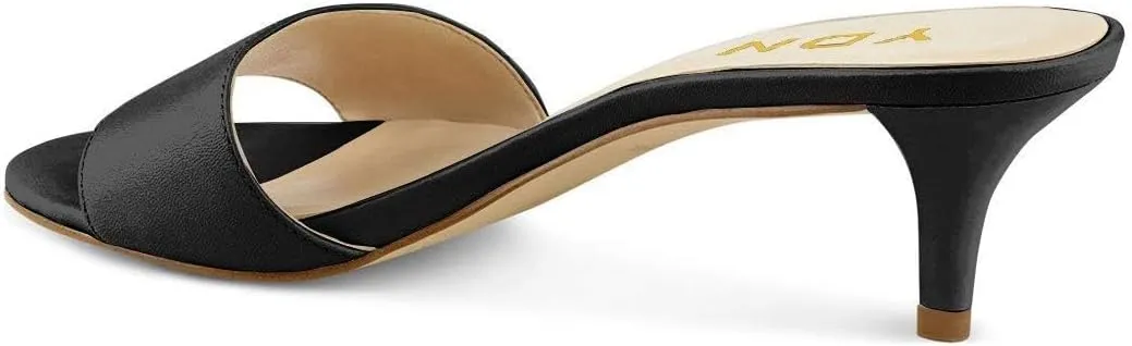 YDN Women Comfy Kitten Low Heel Mules Slip on Clog Sandals Open Toe Dress Pumps Slide Shoes Size 4-15 US