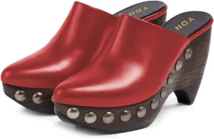 YDN Women's Closed Toe Platform Clogs Mules Studded Slip On Chunky High Heel Sandals Comfy Party Shopping Shoes Size 4-16 US