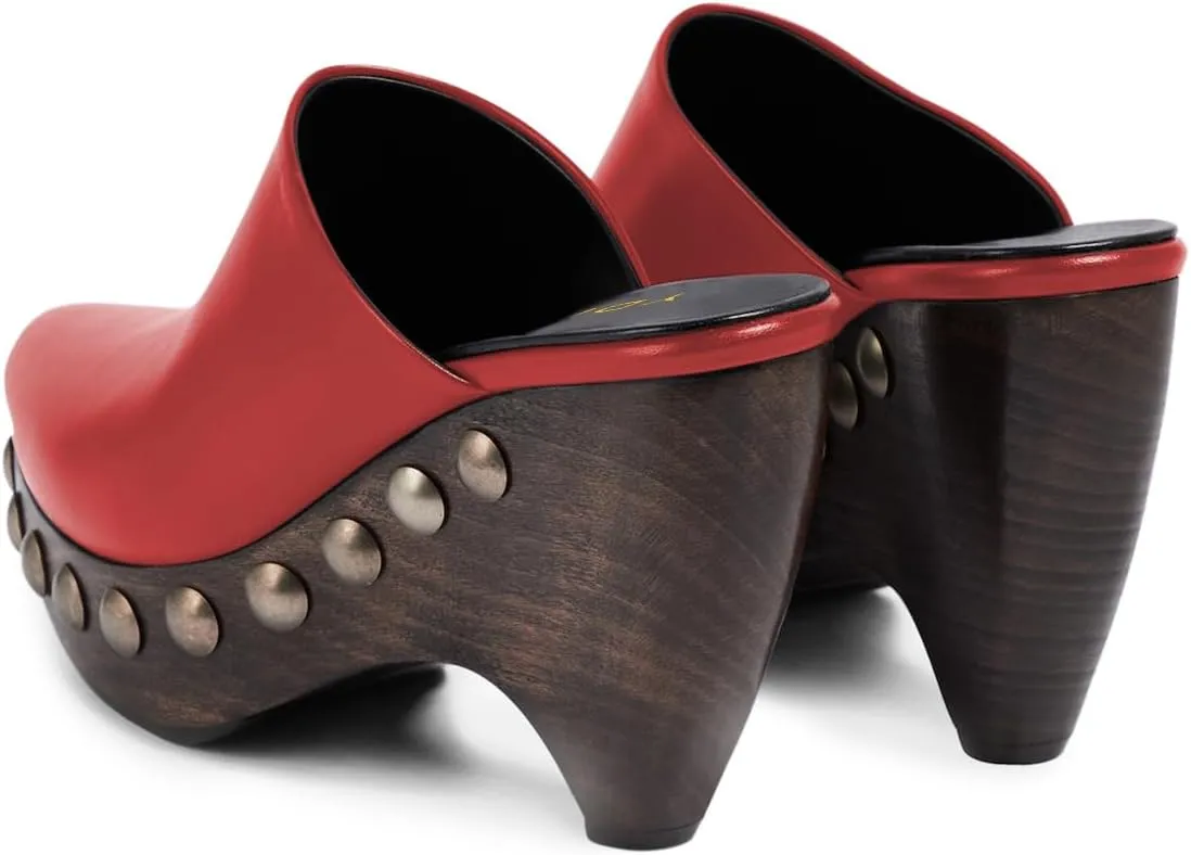 YDN Women's Closed Toe Platform Clogs Mules Studded Slip On Chunky High Heel Sandals Comfy Party Shopping Shoes Size 4-16 US