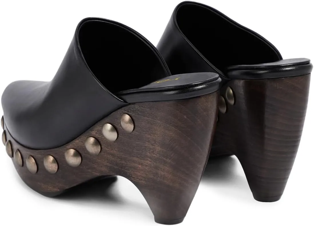 YDN Women's Closed Toe Platform Clogs Mules Studded Slip On Chunky High Heel Sandals Comfy Party Shopping Shoes Size 4-16 US