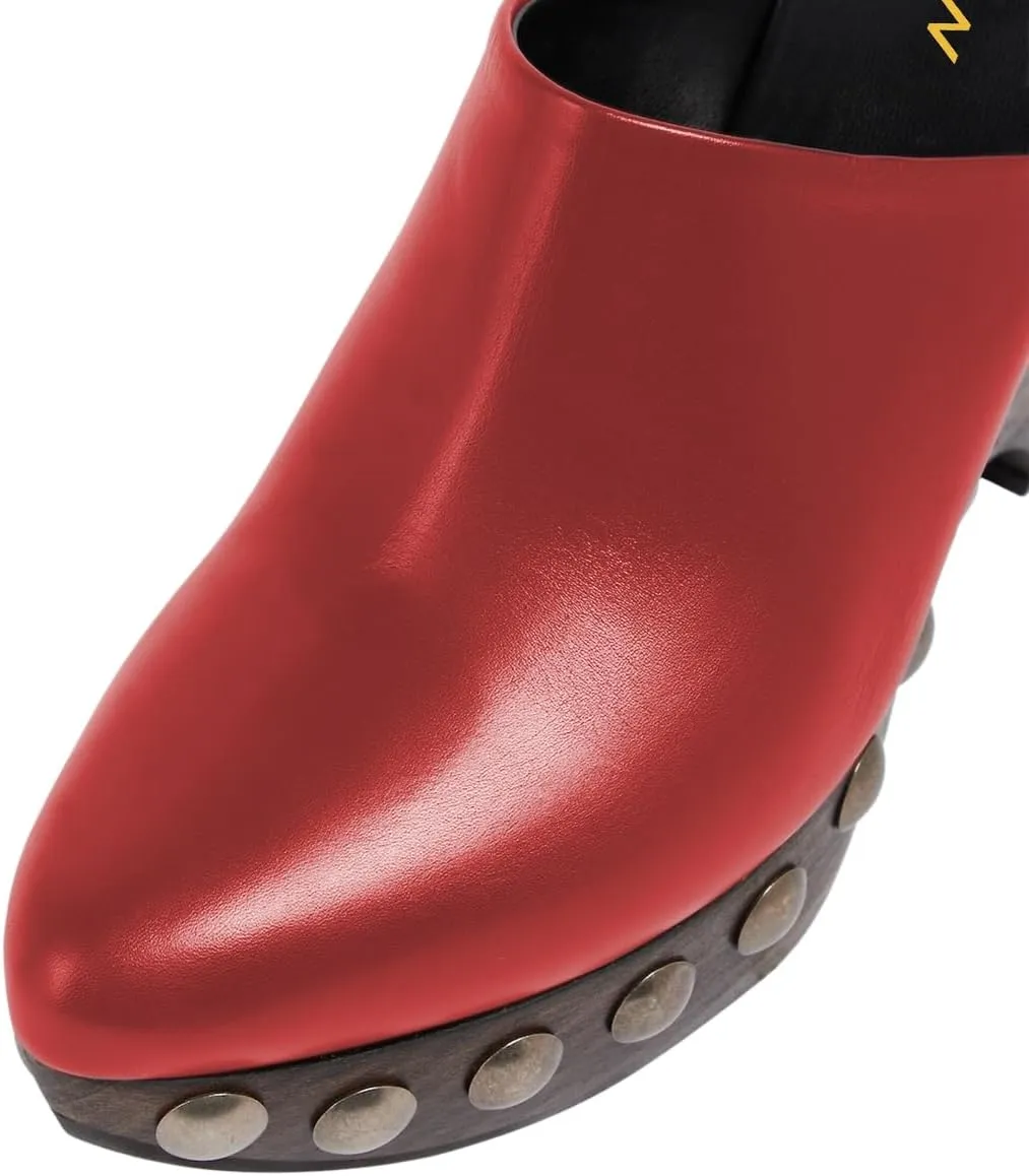 YDN Women's Closed Toe Platform Clogs Mules Studded Slip On Chunky High Heel Sandals Comfy Party Shopping Shoes Size 4-16 US