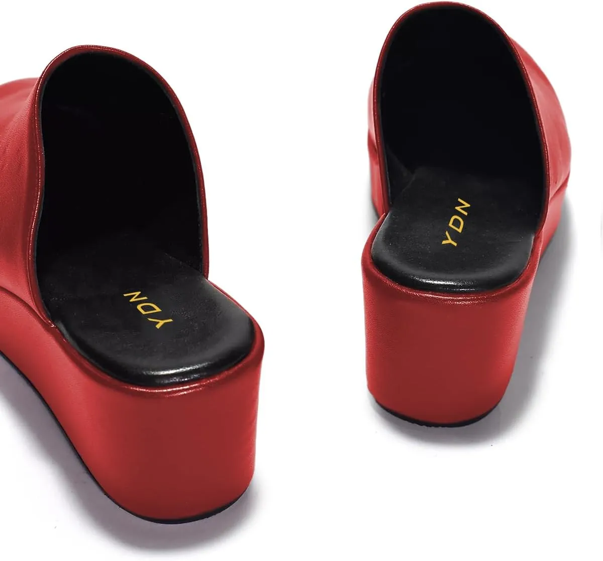 YDN Women's Cute Round Toe Platform Heeled Mules Mid Wedge Heels Slippers Comfort Slip On Sandals Indoor and Outdoor Slide Shoes Size 4-16 US