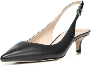 YDN Womens Kitten Low Heels Office Pumps Pointed Toe Leopard Print Comfy Shoes with Slingback Size 4-15