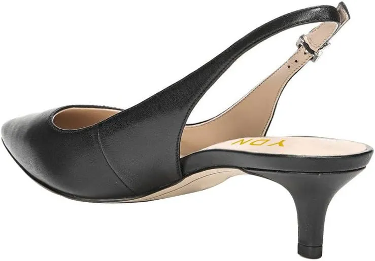 YDN Womens Kitten Low Heels Office Pumps Pointed Toe Leopard Print Comfy Shoes with Slingback Size 4-15