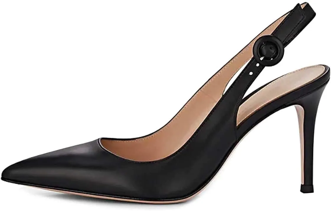 YDN Womens Kitten Low Heels Office Pumps Pointed Toe Leopard Print Comfy Shoes with Slingback Size 4-15