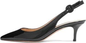 YDN Womens Kitten Low Heels Office Pumps Pointed Toe Leopard Print Comfy Shoes with Slingback Size 4-15