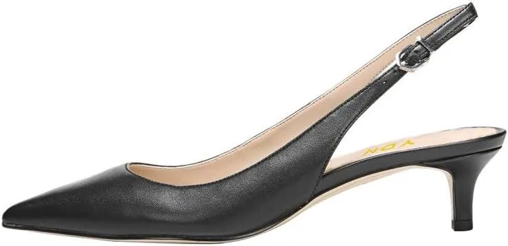 YDN Womens Kitten Low Heels Office Pumps Pointed Toe Leopard Print Comfy Shoes with Slingback Size 4-15