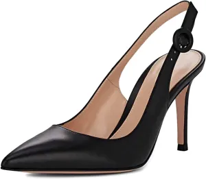 YDN Womens Kitten Low Heels Office Pumps Pointed Toe Leopard Print Comfy Shoes with Slingback Size 4-15