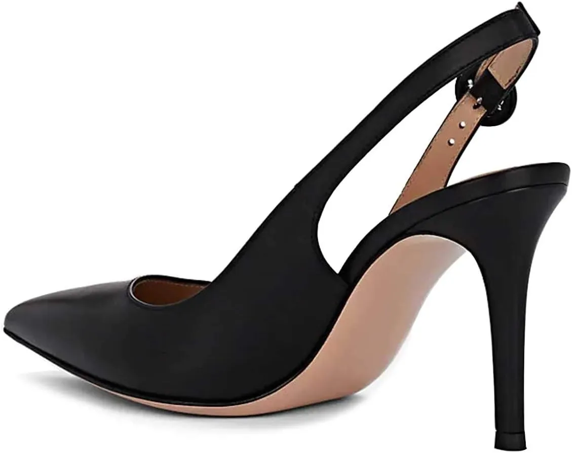 YDN Womens Kitten Low Heels Office Pumps Pointed Toe Leopard Print Comfy Shoes with Slingback Size 4-15