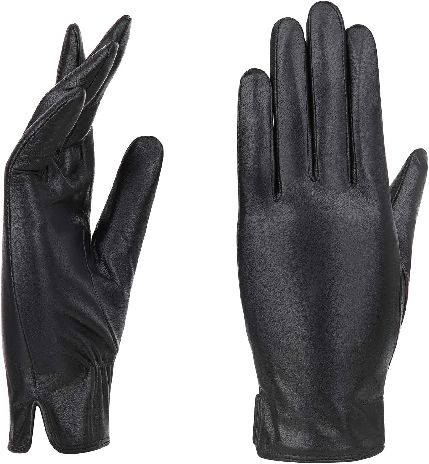 YISEVEN Women's Winter Dress Leather Gloves Touchscreen Wool Lined Flat Design