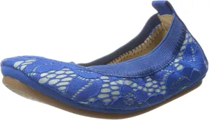 Yosi Samra Kids Baby Girl's Sammie Super Soft Ballet Flat (Toddler/Little Kid/Big Kid) Marina Blue Lace with Alsina Leather Backing Flat