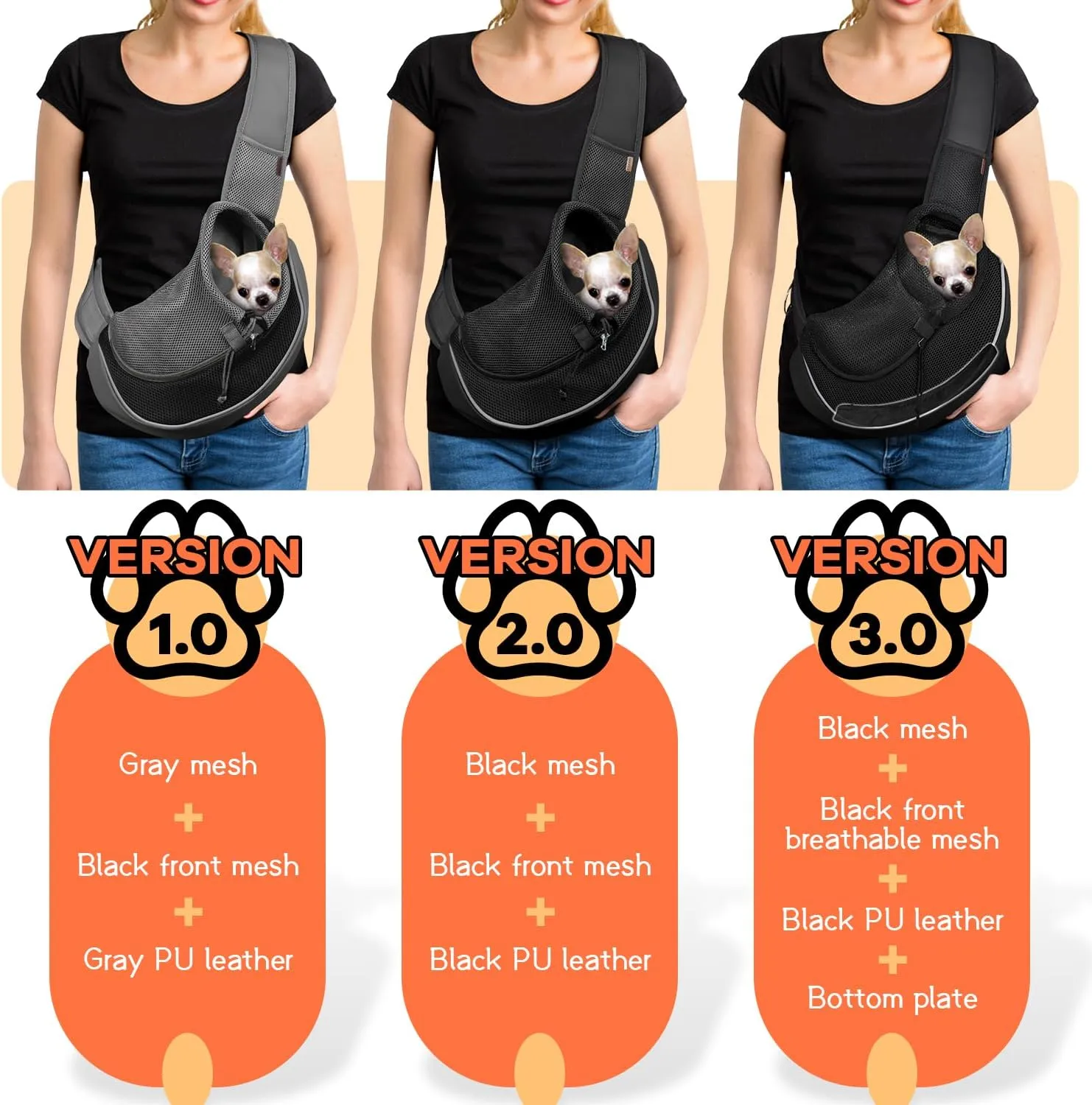 YUDODO Pet Dog Sling Carrier Breathable Mesh Travel Safe Sling Bag Carrier for Dogs Cats