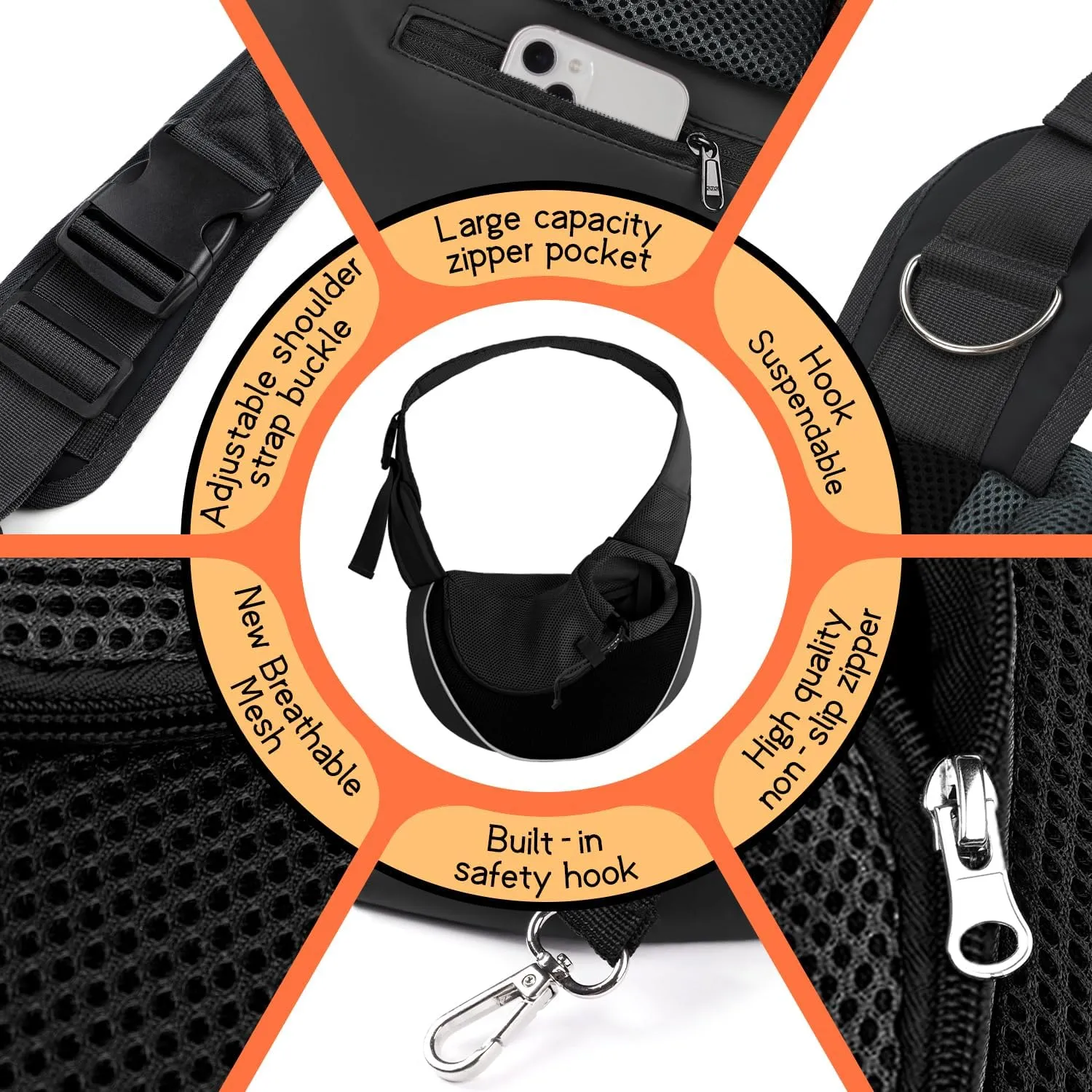YUDODO Pet Dog Sling Carrier Breathable Mesh Travel Safe Sling Bag Carrier for Dogs Cats