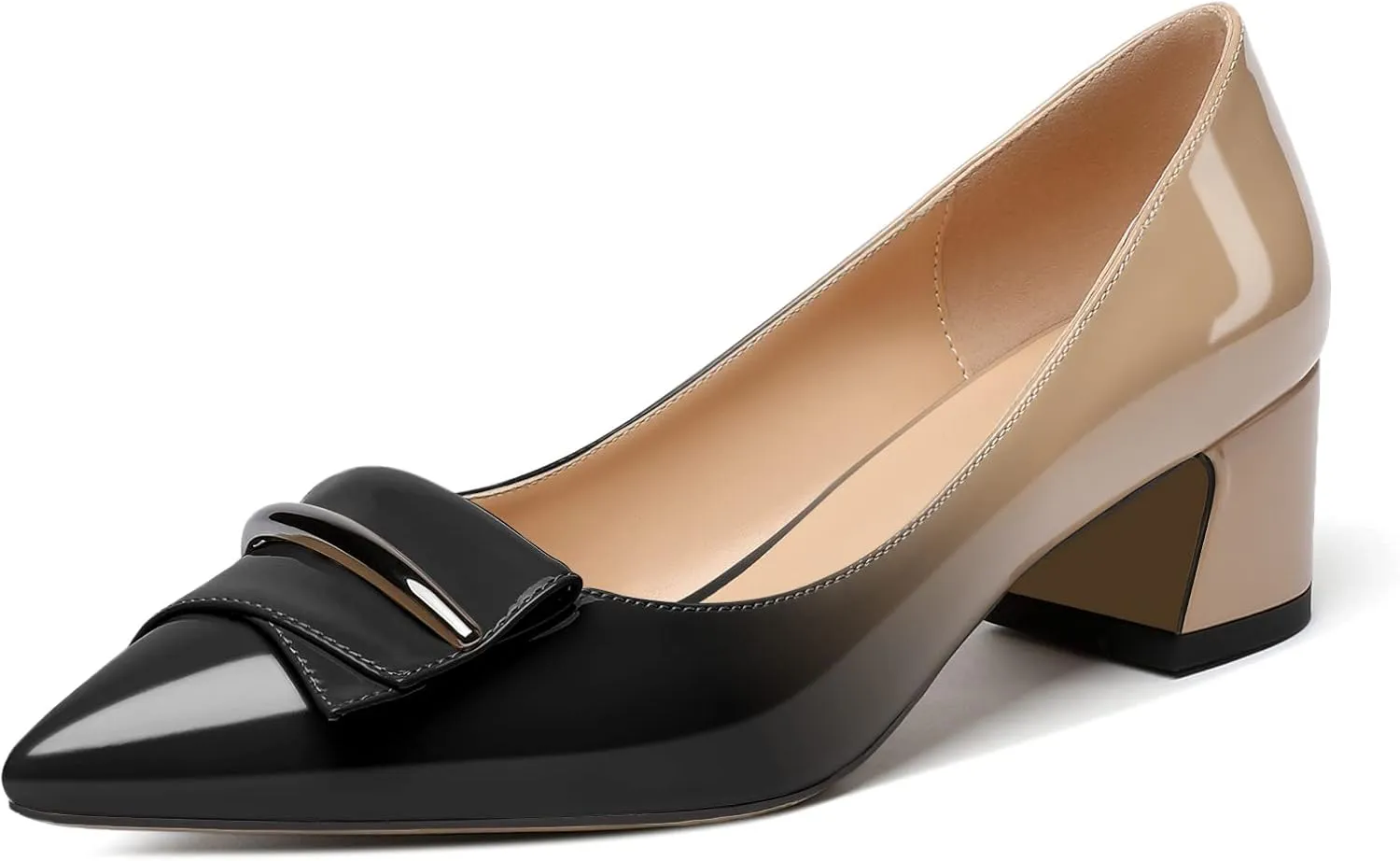 Zamikoo Women's Block Heel Pumps Low Heel Slip On Pointy Toe Wedding Dress Shoes US Size 5-13